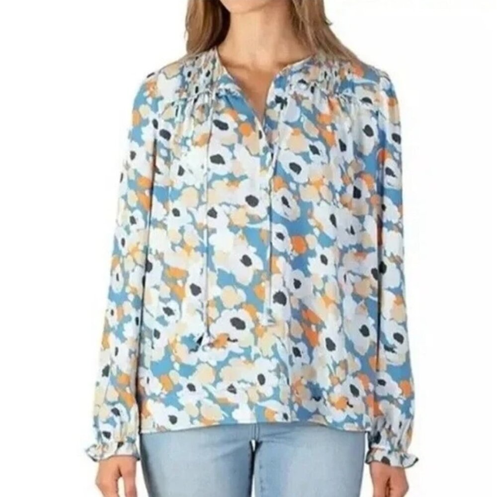 Joie women XL floral long sleeve peasant top cottage core blouse pullover - Picture 3 of 12